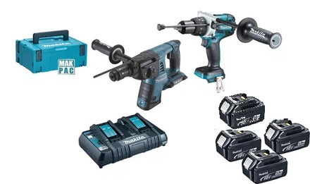 Ensemble de deux machines MAKITA DHR264 + DHP481 + 4 batteries - DLX2101PTJ