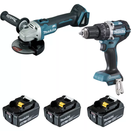 ENSEMBLE DE 2 MACHINES MAKITA (DGA506 + DHP484)+ 2 BATTERIES + 1 CHARGEUR + 1 COFFRET -DLX2210TJ1