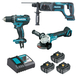 Ensemble de 3 machines MAKITA 18 V Li-Ion 4 Ah (DDF482 + DGA504 + DHR241) - DLX3078MJ