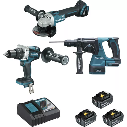 Ensemble de 3 machines MAKITA BL1850B (DGA506 + DDF481 + DHR243) avec batterie DLX3092TJ