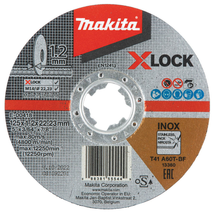 DISC TRONC INOX  X-LOCK  125x1.2x22.23  A60T MAKITA - E00418