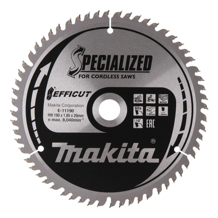 LAME TCT MDF 190x20MM 60DENTS MAKITA - E11190