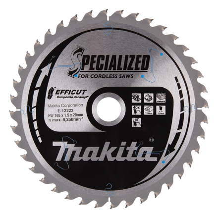 LAME CIRC EFFICUT BOIS COMPOSITE 165x20MM 40D MAKITA - E12223