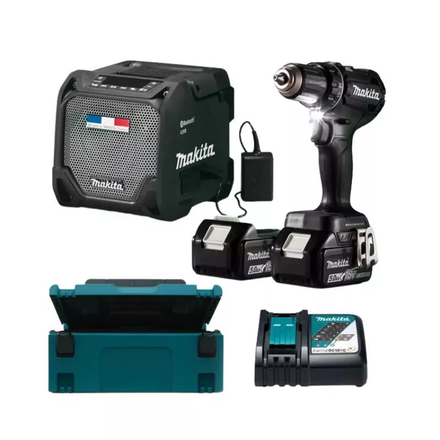 Pack perceuse visseuse 18 V Li-Ion 5 Ah DDF485 et enceinte Bluetooth DMR202B - MAKITA - LOT0233