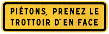 PANNEAU JH PIETONS PRENEZ LE TROTTOIR EN FACE T1 - NADIA SIGNALISATION - 1002874