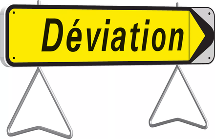 Panneau de déviation temporaire avec flèche amovible KD22A classe T1 + PIED - NADIA SIGNALISATION - 201503