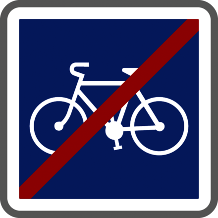 Panneau carré Fin d'une bande cyclable conseillée 350 Ecolign C114 cl2 - NADIA SIGNALISATION - CAR350E2C114