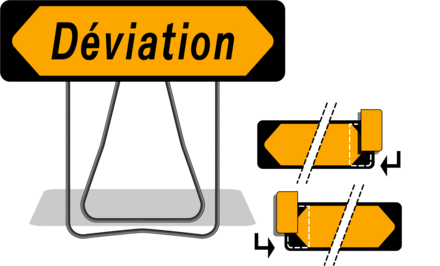Panneau de signalisation KD22a déviation avec pieds 1000x300mm NADIA SIGNALISATION - DEVIATIONSURPIED