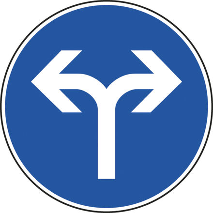 Panneau disque Directions obligatoires à droite ou gauche 450 Ecolign B21e cl2 - NADIA SIGNALISATION - DIS450E2B21e
