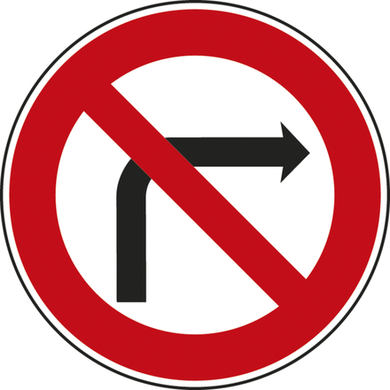 Panneau disque interdiction tourner à droite prochaine intersection 450 Ecolign B2b cl2 - NADIA SIGNALISATION - DIS450E2B2b