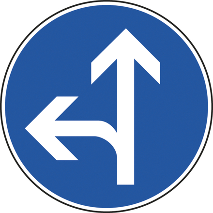 Panneau disque Directions obligatoires intersection tout droit à gauche 650 B21d2 cl2 - NADIA SIGNALISATION - DIS650E2B21d2