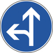 Panneau disque Directions obligatoires intersection tout droit à gauche 650 B21d2 cl2 - NADIA SIGNALISATION - DIS650E2B21d2