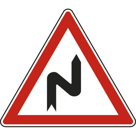 Panneau triangle Succession de virages dont le premier est à droite 700 A1c cl1 - NADIA SIGNALISATION - TRI700E1A1c