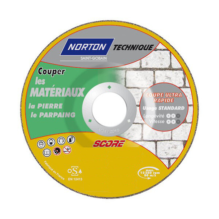 Disque de tronconnage Norton Technique Score Matériaux Ø 115 Epaisseur 2.5 pour Matériaux -66252833100