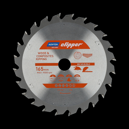 Lame carbure débit 165x2.6/1.6x20 z24 NORTON CLIPPER - 70184608046