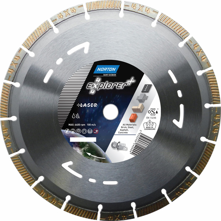 Disque diamant NORTON 4*4 EXPLORER + Multi Usage Diam. 125 mm Alésage 22.23 - 70184625308