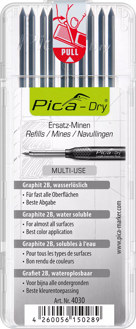 Etui de 10 mines pica dry graphite noir PICA - 4030