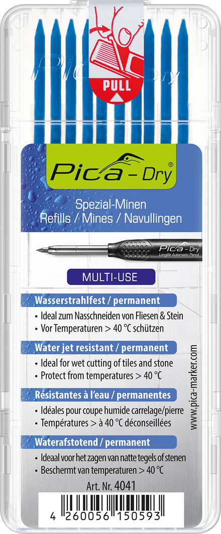 Etui de 10 mines pica dry spéciales bleues PICA - 4041