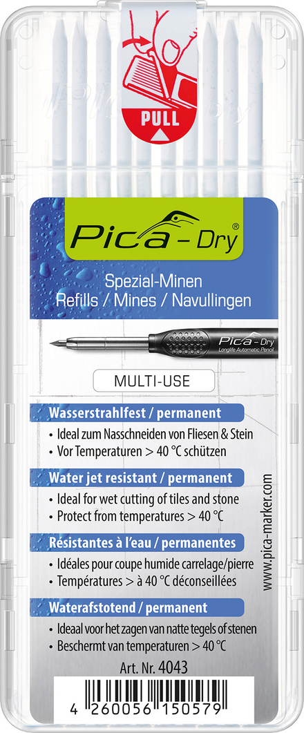 Etui de 10 mines pica dry spéciales blanches PICA - 4043