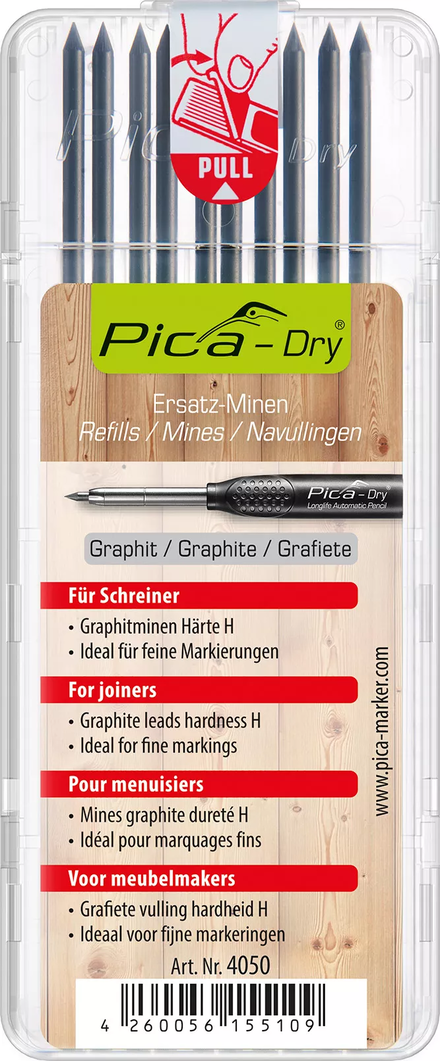 Etui de 10 mines pica dry graphite menuisier PICA - 4050