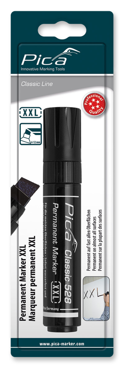 Marqueur pica classic 528 permanent xxl biseauté noir 4 - 12mm PICA - 52846