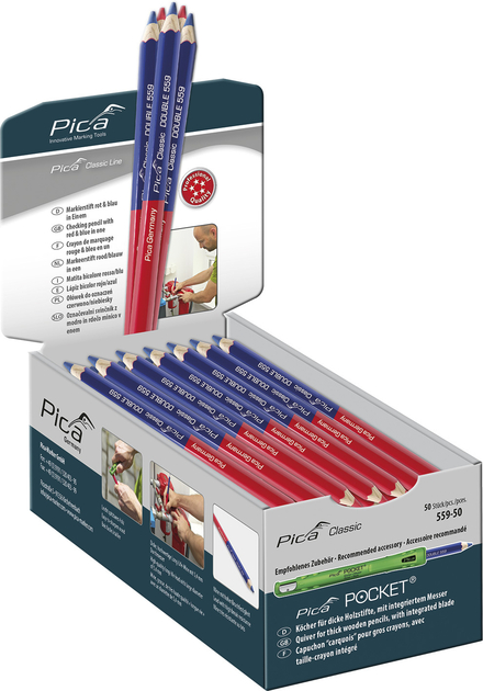 Crayon pica classic double 559 bleu/rouge - unites de vente 50 PICA - 559-50