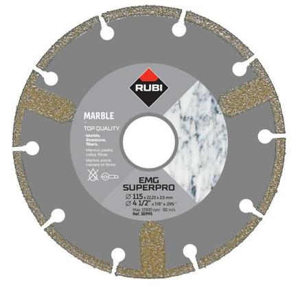 Disque diamant marbre ÉLECTRODÉPOSÉ - EMG 115 superpro RUBI - 30995