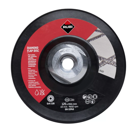 Disque de meulage à lamelles diamantées 100/120 Ø125MM RUBI - 32938