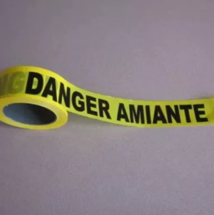 RUBALISE JAUNE ET NOIRE DANGER AMIANTE   500MM X 100ML - AMIANTEJNENOIR