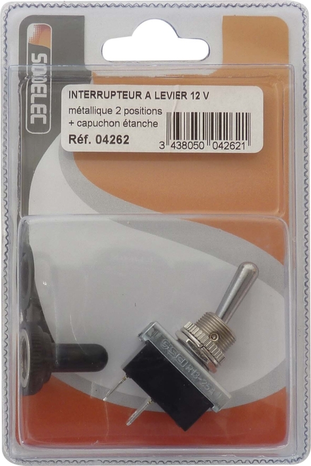 Interrupteur à levier 12V métal 2 positions Ø11,7mm