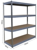 4 etageres 500kg p/etagere bois acier STILKER - 09004