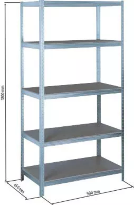 5 etageres 250kg p/etagere+clips bois acier galva STILKER - 09063