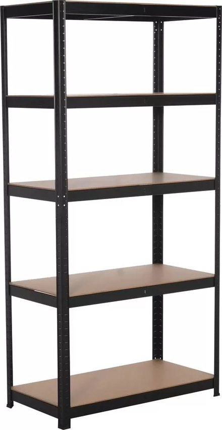 Etagère métallique noire à emboîter 5 tablettes bois 1800x900x450mm max 1,25T - 9070