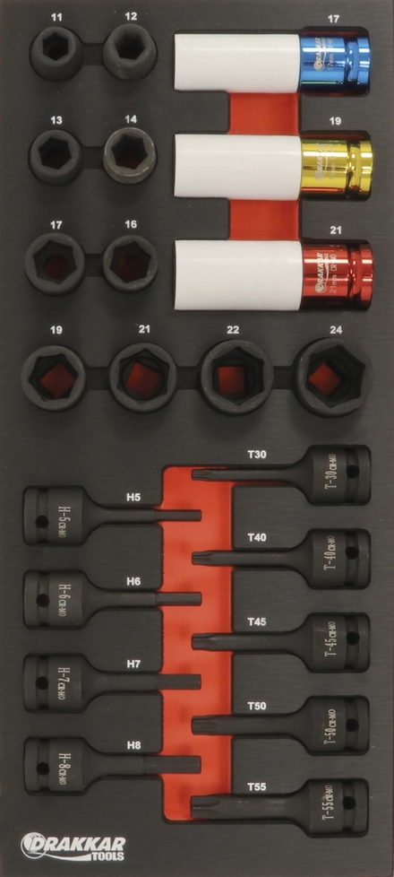 Module mousse finition metal douilles a choc DRAKKAR TOOLS - 09722