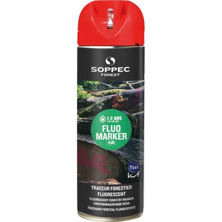 Aerosol traceur forestier rouge fluo 500ml SOPPEC - 10132