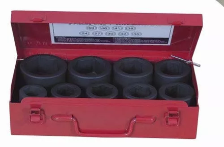 Jeu 9 douilles 1' / coffret metal dt du 24 au 50 mm DRAKKAR TOOLS - 10839