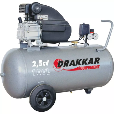 Compresseur 100l 2,5cv 8 bar DRAKKAR EQUIPEMENT - 11232