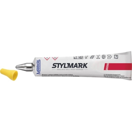 Tube marqueur a bille indelebile toutes surfaces jaune MARKAL - 11634