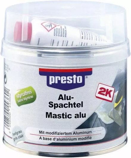 Mastic aluminium + durcisseur 1kg sans styrene PRESTO - 12050
