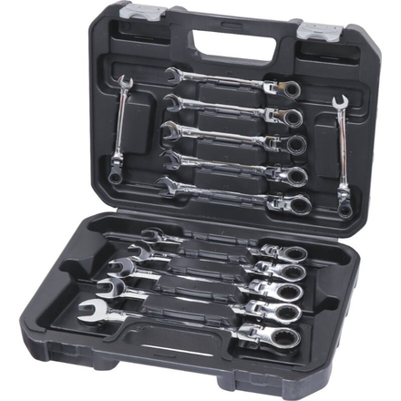 Jeu de 12 clés mixtes articulees a cliquet en mallette DRAKKAR TOOLS - 12600