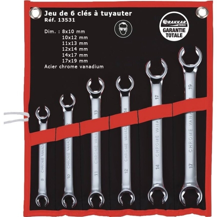 Lot de 6 cles a tuyauter dt DRAKKAR TOOLS - 13531
