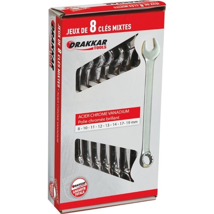 Jeu 8 cles 8 a 19mm full polish dt DRAKKAR TOOLS - 13907