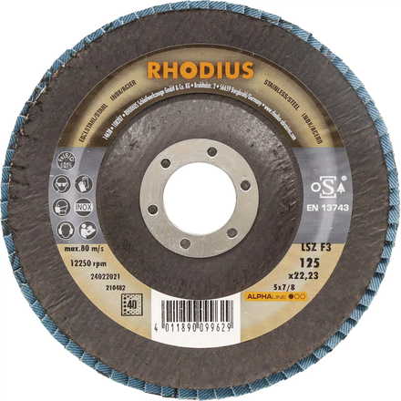 Disque à lamelles RHODIUS 125x22mm GR 40 - lot de 10 pcs - 14046