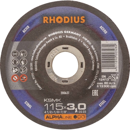 LOT 25 MEULES TRONCON.ACIER 115X3X22 - RHODIUS - 14064