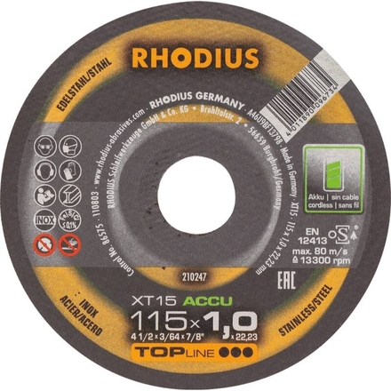 Disque à tronçonner acier/inox pour meuleuse sur batterie RHODIUS - 14068