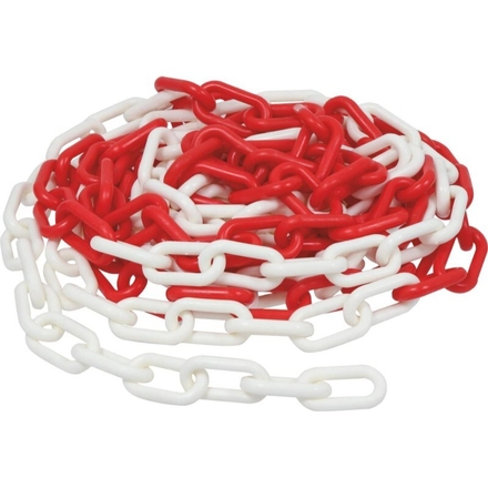 SACHET 25M CHAINE SIGNALISATION -PLASTIQUE- BLANC / ROUGE -14860