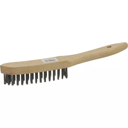 BROSSE METALLIQUE MANCHE BOIS 4 RANGS FIL 0.30 ACIER DROIT--15871