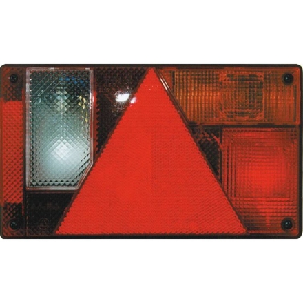 Feu arrière rectangle droit 12V 6 fonctions avec connecteur 5 plots 235x135mm - 16104