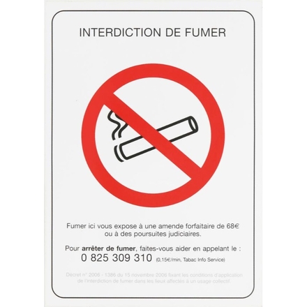 Panneau adhesif'interdit fumer' homologue - 16583