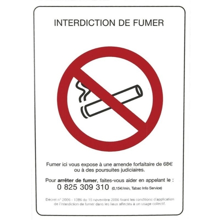 Panneau pvc 'interdit fumer' homologue - 16585